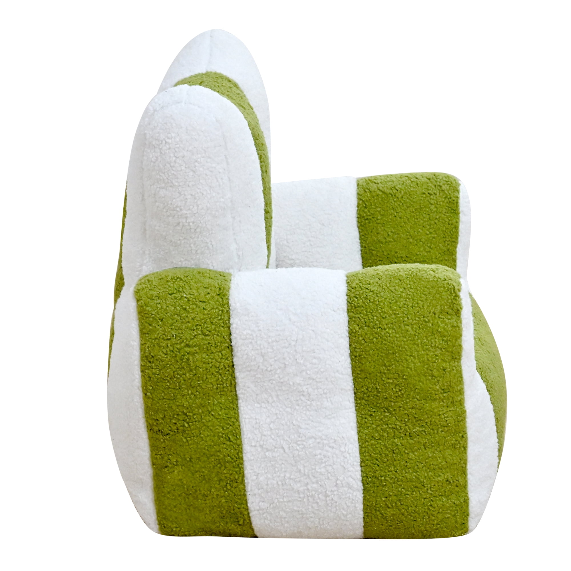 Leumius Bean Bag Chair,Comfy Teddy Beanbag Chair with a Color-Block and Heart-Shaped Backrest,Large Reading Chair for Living Room, Bedroom, ApartmentWhite+Green