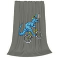 thumbnail image 2 of Zufioo Fun Riding Dinosaur Fleece Blanket Queen Size,Plush Bed Blanket,Ultra Soft Throw Blanket,Plush Fuzzy Cozy Blanket Perfect for Bed,Couch-50"x40", 2 of 7