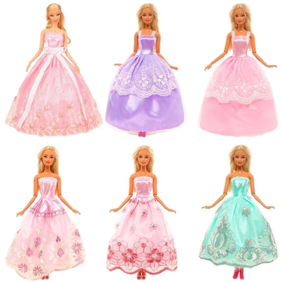 A-Waroom 6 PCS 12 inch Doll Dress Wedding Dress Trailing Skirt Evening Dress Princess Clothes