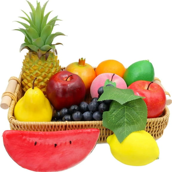 11PCS Artificial Lifelike Fruits Simulation Pineapple Watermelon Lemon Peach Snake Fruit Pomegranate Orange Grape Pear Apple