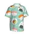thumbnail image 2 of Uemuo Kawaii Sushi Printed Regular Fit Short Sleeve Casual Hawaiian Shirt for Men,Aloha shirt,Tropical shirt,Floral print shirt,Vacation Beach shirt-Large, 2 of 9