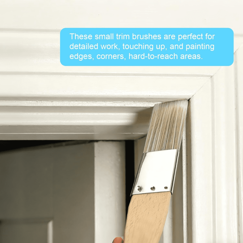 Kingorigin 4-Piece Long Handle Detail Paint Brushes Set, 0.25", 0.5", 0.7", 1" Assorted Sizes, Wood Handle, for Trim, Edging & Narrow Areas
