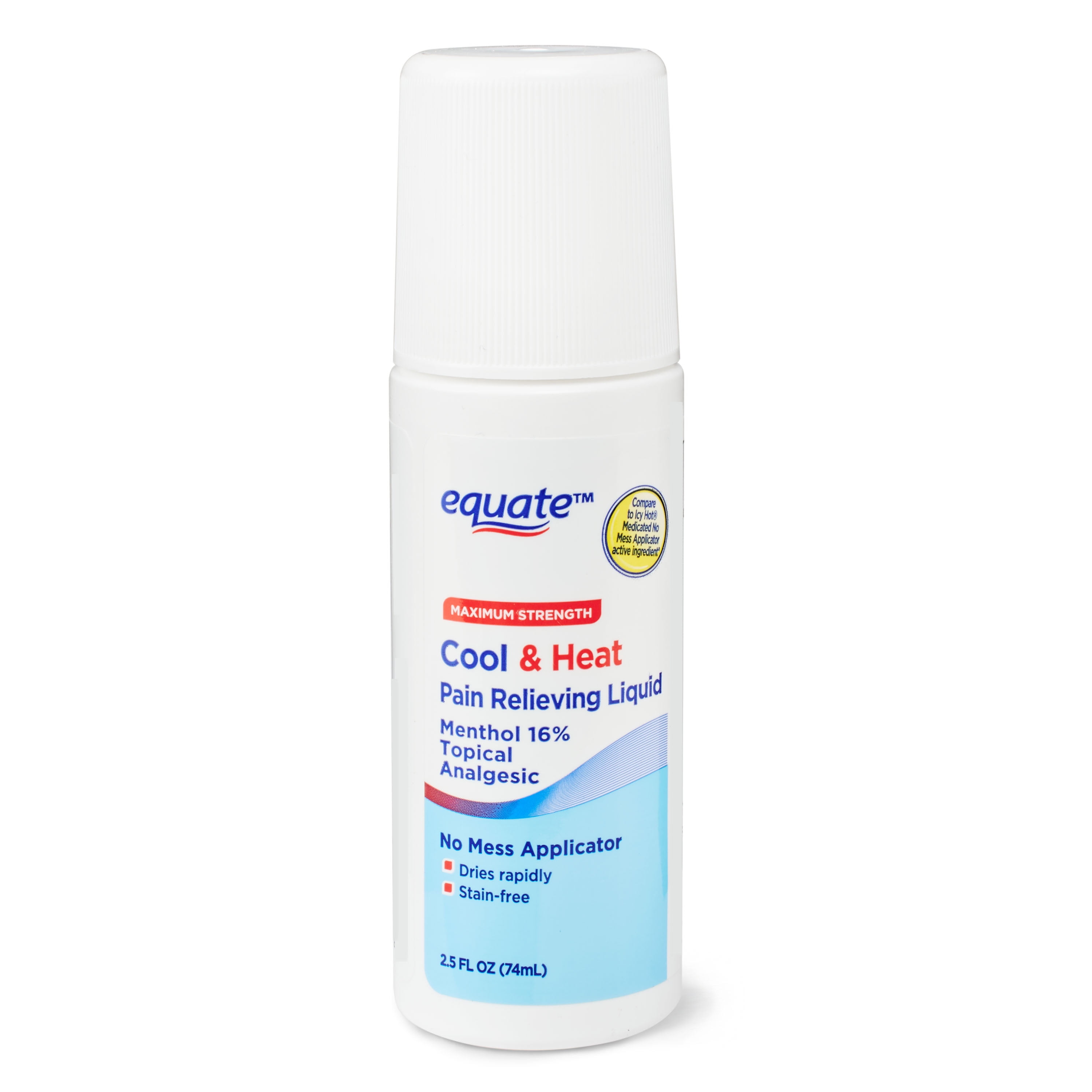 Equate Cold & Heat Pain Relieving Menthol 16% Analgesic Roll-On Liquid, 2.5 fl oz