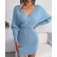 thumbnail image 2 of Vestido de suéter Nikou cruzado de manga larga con Cuello en V para mujer alto rendimiento, 2 of 6