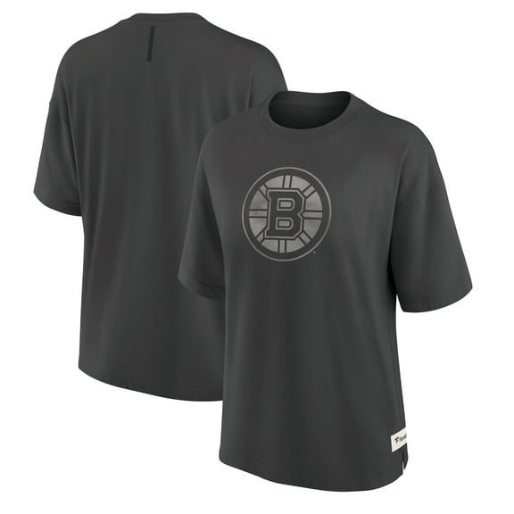 Women's Fanatics Charcoal Boston Bruins Oversized Elements Raw Edge Future Ground T-Shirt