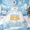 thumbnail image 2 of Meiyoeat Cute Ice Cream Baseball Twin Bedding for Boys Girls, Cartoon Sport Donut B Letter Duvet Cover Set, Polkadot Reversible, 1 Duvet Cover and 1 Pillowcase (No Comforter), 2 of 6