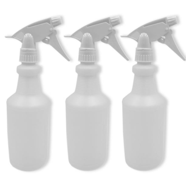 White 32 oz Empty Plastic Spray Bottle for Cleaning Solutions Measurements 3 Pack
