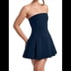 thumbnail image 3 of Vestido Corto Ajustado de Corte A Sin Mangas, Sexy, con Pliegues y Sin Tirantes para Mujer, Estilo Y2K Azul Marino S, 3 of 7