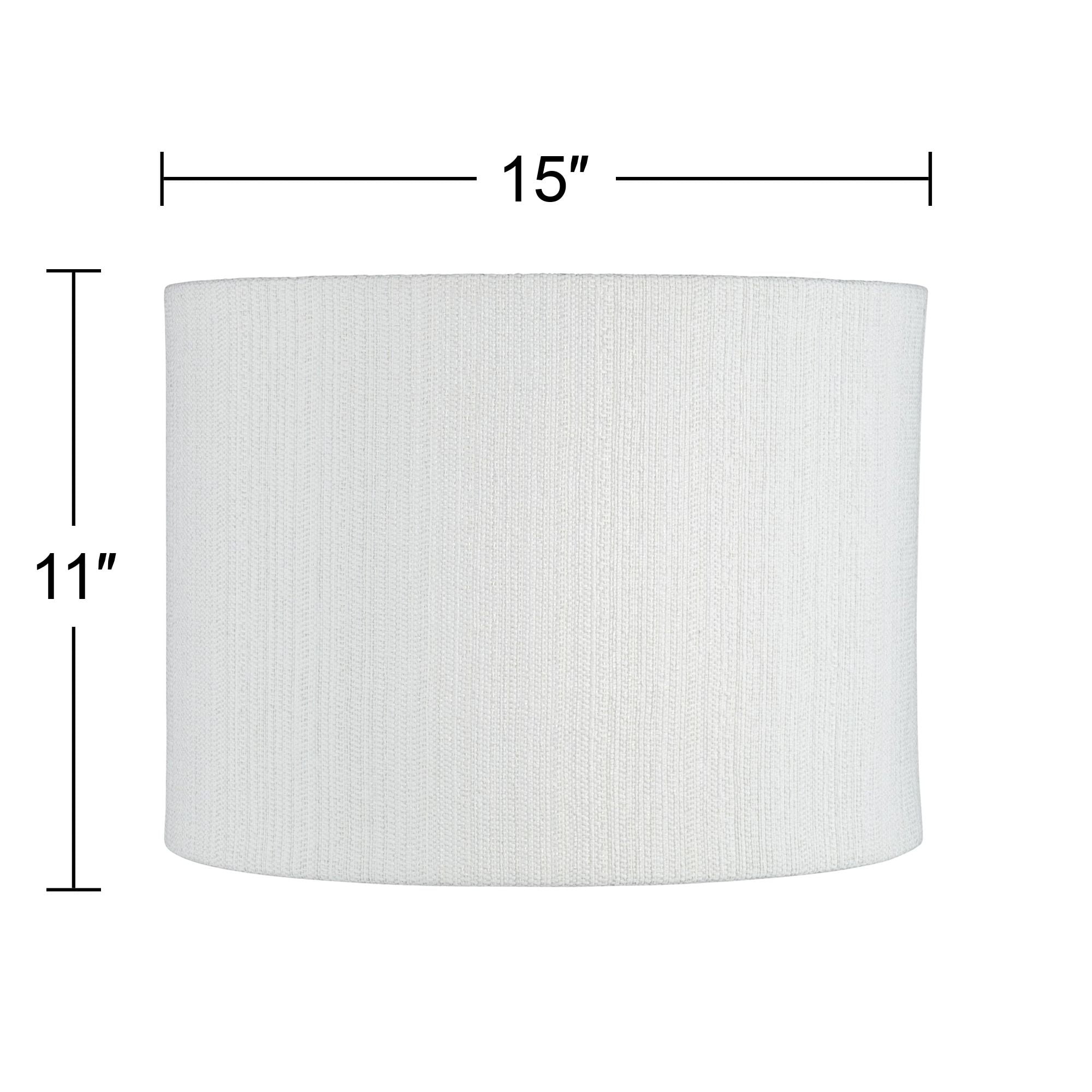 Springcrest Set of 2 Drum Lamp Shades White Weave Medium 15" Top x 15" Bottom x 11" High Spider Replacement Harp Finial Fitting