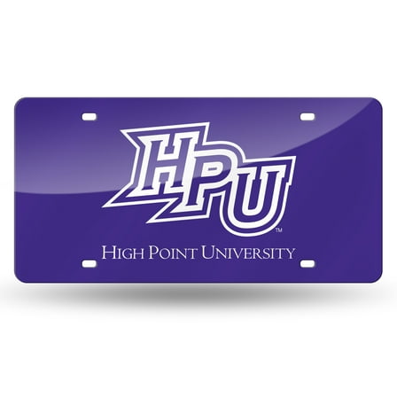 High Point NCAA Panthers Purple Mirror Look Acrylic License Plate Laser Tag