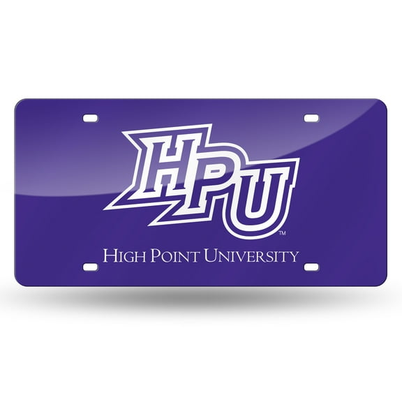High Point NCAA Panthers Purple Mirror Look Acrylic License Plate Laser Tag
