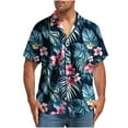 thumbnail image 2 of Cllios Hawaiian Shirt for Men Big and Tall Tropical Graphic Holiday Tops Loose Fit Lapel Collared Short Sleeve T-shirts Cotton Button Down Bowling Shirts S-5XL, 2 of 5