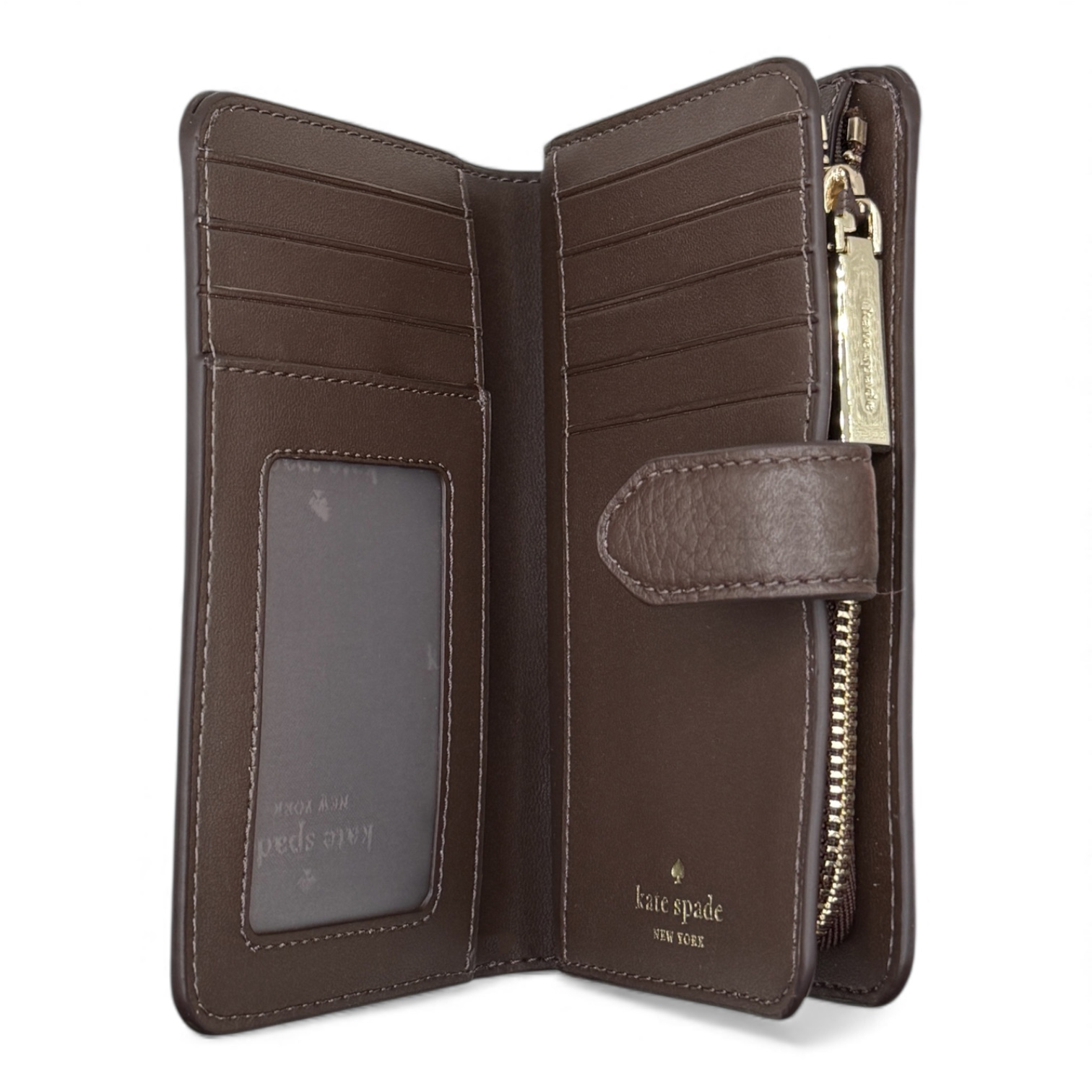 Kate Spade New York Lena Pebbled Leather Medium Bifold Wallet (Hot Fudge)