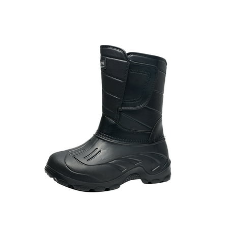 

Rotosw Mens Winter Warm Shoes Plush Lining Mid Calf Boot Slip Resistant Snow Boots Men Work Shoe Casual Round Toe Black 7