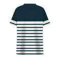 thumbnail image 6 of Feancey Plus Size Trendy Womens Tshirts Summer Short Sleeve Striped Print Tops Criss Cross V Neck Loose Blouse Business Casual Oversized T-Shirt Navy5XL, 6 of 7