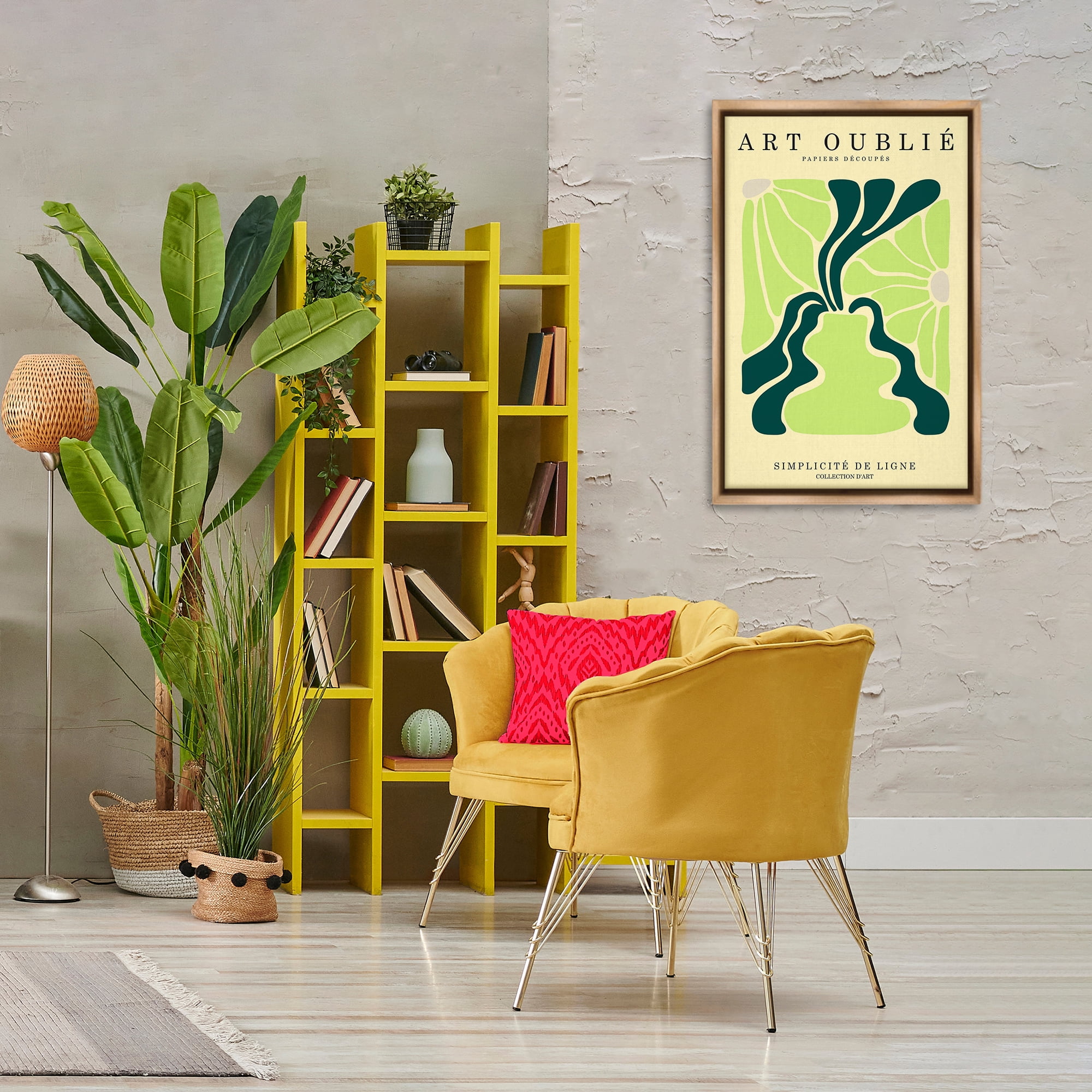 Stupell Industries French Floral Poster Typography Painting Brown Floater Framed Art Print Wall Art, 21 x 31