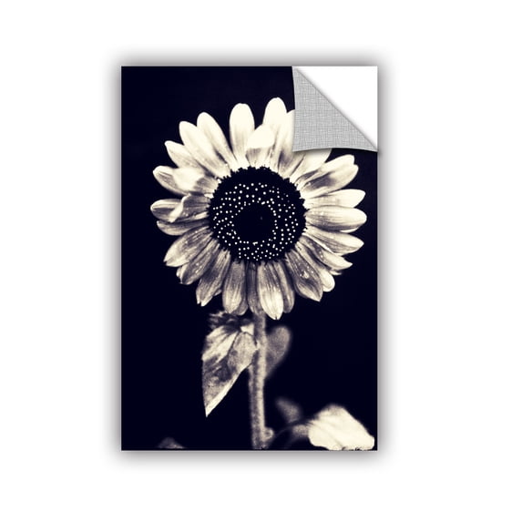''Black and White Sunflower' Removable Wall Art Mural, 12x18
