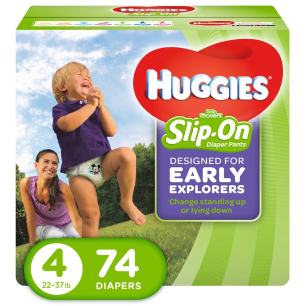 HUGGIES Little Movers Slip On Diaper Pants, Size 4