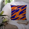 thumbnail image 3 of Letter Z Initial Tiger Stripe Blue and Orange Fabric Decorative Pillow, 3 of 4