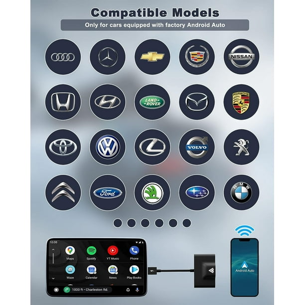 AAWireless 2023 - Wireless Android Auto Dongle - Connects Automatically to Android  Auto - Easy Plug and Play Setup - Free Companion App : :  Electronics