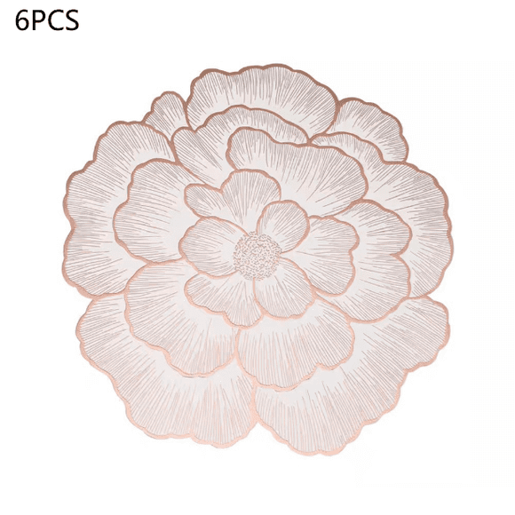 Papete decorativo de estilo Nórdico Peonía, Para tapete de estilo occidental, tapete de mesa PVC, 6PCS