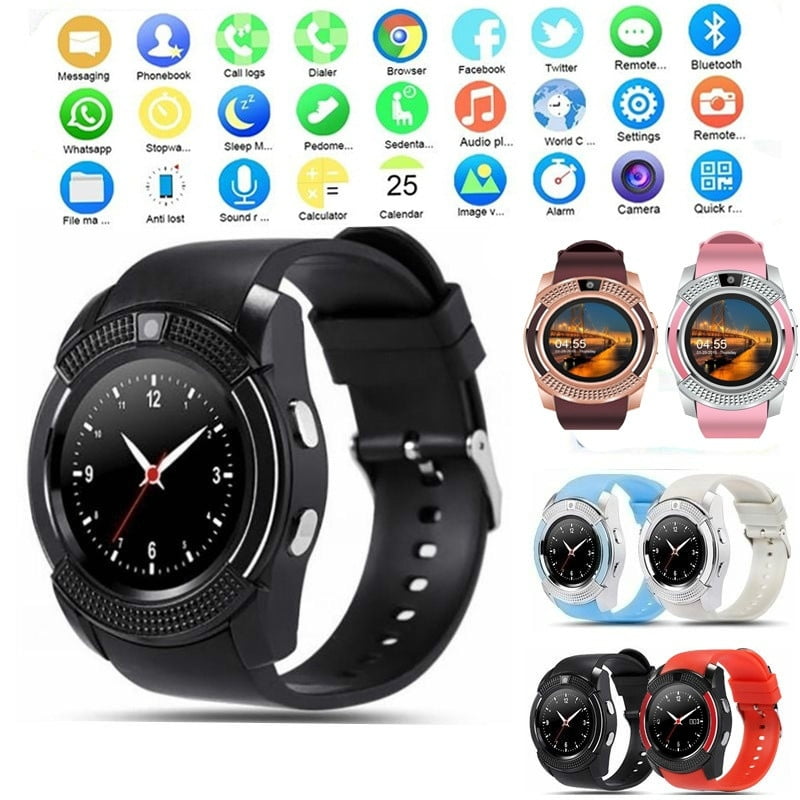 V8 Sport Smart Watch Phone Mate Round Touch Screen SIM GSM Smartphones for  Android IOS Suitable for Men Women Student | Walmart Canada