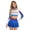 Blue, variant on Women Girls Cheer Leader Uniform Dress Cheerleading Outfits Sparkle Long Sleeve Crop Top with Skirt Set Blue S