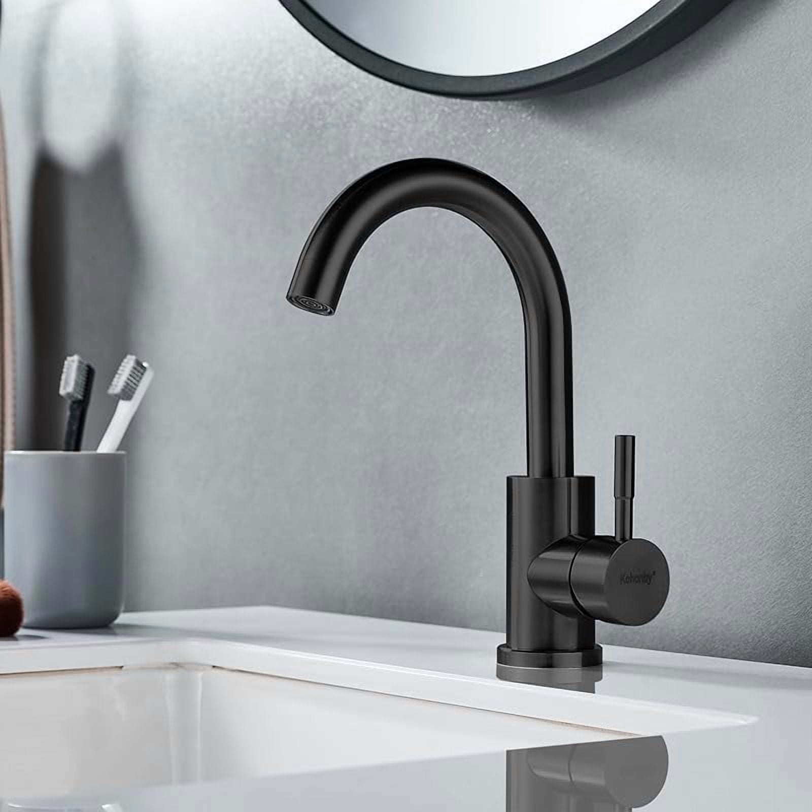 Cnshop Matte Black Bar Faucet, Single-Hole Stainless Steel Prep Faucet for Kitchen and Bathroom