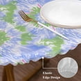 thumbnail image 4 of Blue Teal Table Cloth, Round Fitted Tablecloths with Elastic Edge, Modern Tie Dyeing Contemporary Abstract Art Wipeable Waterproof Table Cover for Kitchen Wedding 36-44 Inches, 4 of 4
