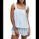 thumbnail image 3 of Conjunto de Pijama de 2 Piezas Y2K para Mujer, Sin Mangas, A Rayas, con Volantes, Camiseta Sin Mangas y Pantalones Cortos, Conjuntos de Estar por Casa. Azul S, 3 of 9