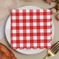 thumbnail image 6 of 25 Count Red White Gingham Paper Napkins Scalloped Edge Checkered Plaid Napkins Disposable Absorbent Dessert Luncheon Napkins Birthday Wedding Picnic Napkins Spring Garden Party Table Decor, 6 of 9