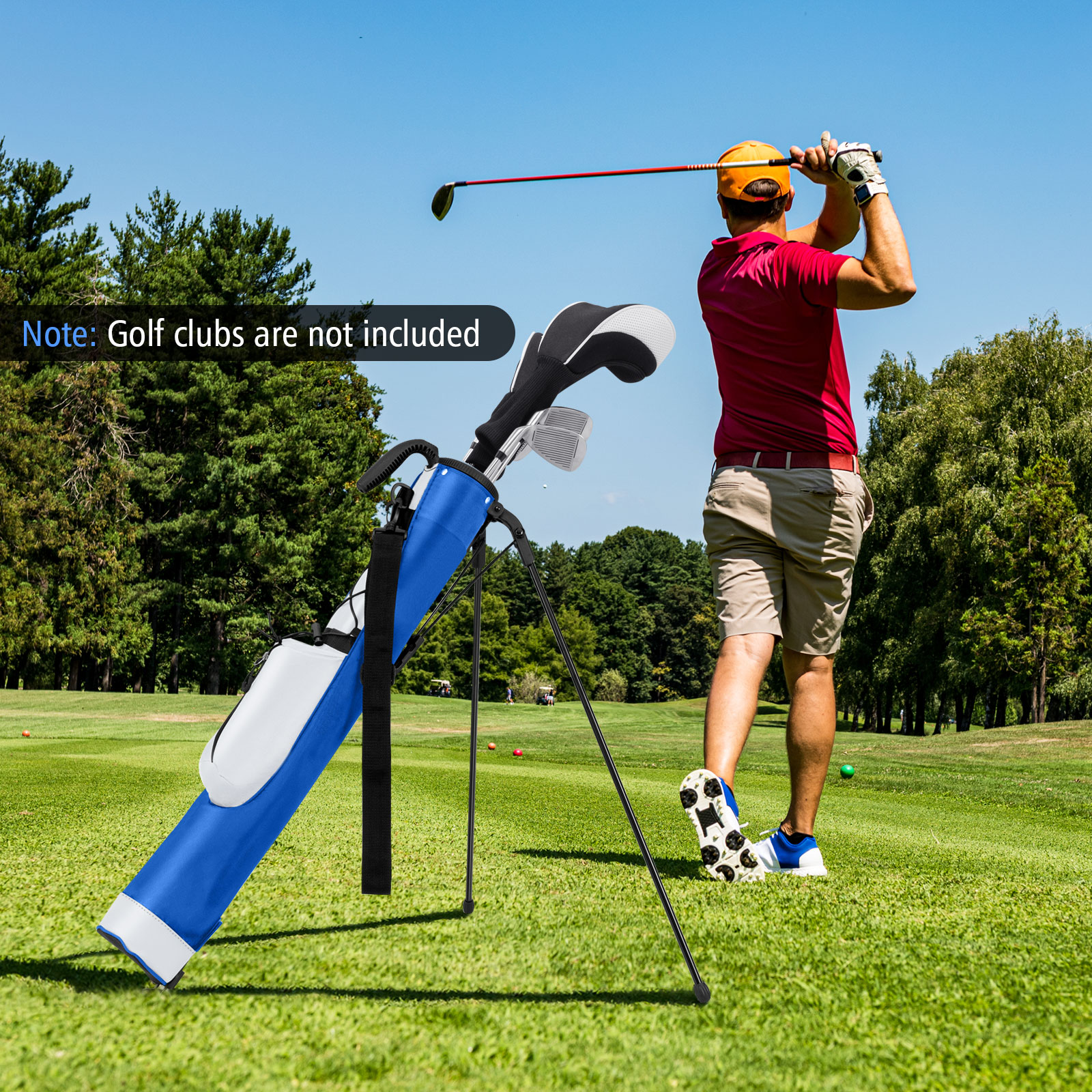 Gymax Lightweight Golf Stand Bag Par 3 & Executive Courses Carry Bag Shoulder Strap White