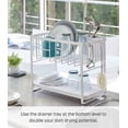 thumbnail image 5 of Yamazaki Home Two-Tier Dish Rack, White, Steel, Supports 28.6 pounds, Adjustable, Draining Spout, Drain Stopper, Utensil Holder, Water Resistant, No Assembly, 5 of 8