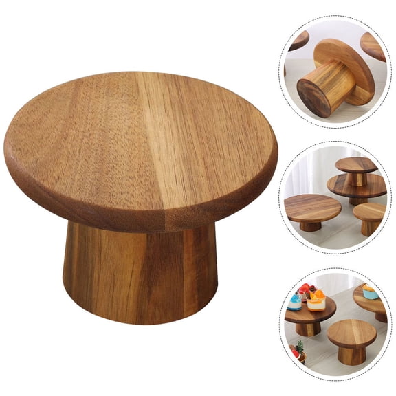 SOPOTUTU Wooden Cake Stand Brown for Home Party, Easy to Clean, Dessert Display, 1 Set