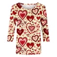 thumbnail image 4 of Penkiiy T-Shirts de la Saint-Valentin pour Femmes Col Rond Manches 3/4 T-Shirt Ample Hauts Blouses Chemises 2TG Multicolore, 4 of 5