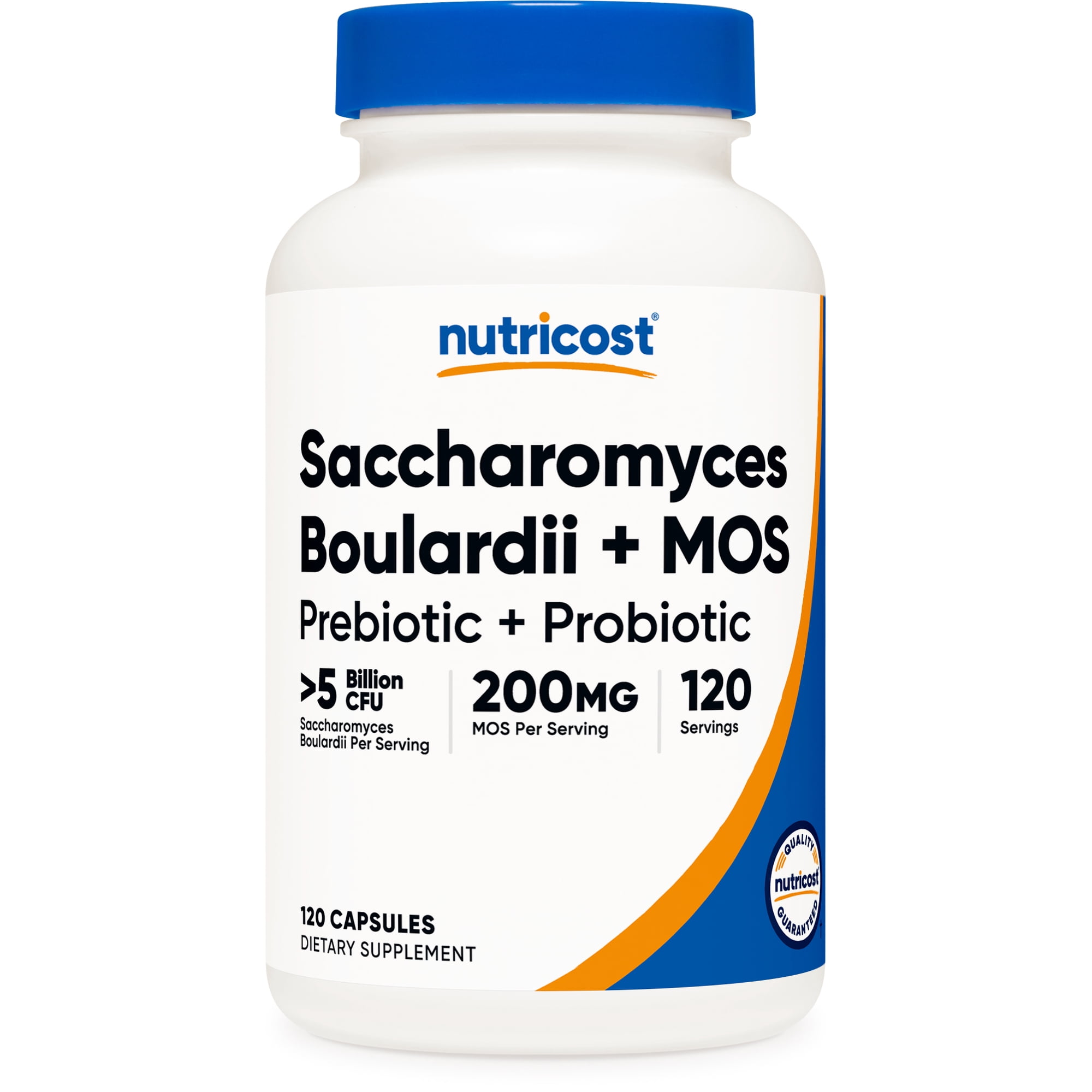 Nutricost Saccharomyces Boulardii + MOS Capsules (>5 Billion CFU) 120 Capsules - Prebiotic + Probiotic, 200mg of MOS Per Serving