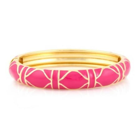 C Jewelry Gold And Fuchsia Epoxy Design Hinged Bracelets