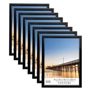 Studio Decor 18 x 24 Plastic Poster Frame, Ventura - Includes Pre-attached Hanging Hardware, Horizontal or Vertical Display - Black, Bulk 8 Pack