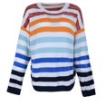 thumbnail image 2 of Vedolay Sweater Women's Cropped Striped Sweaters Oversized Long Sleeve Crew Neck Crop Tops,Blue One Size, 2 of 5