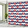 thumbnail image 5 of Ambesonne Nautical Shower Curtain, Crabs on Striped, 69"Wx70"L, Red and Navy Blue, 5 of 5