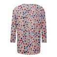 thumbnail image 4 of Women's Long Sleeve T-shirt Women 3/4 Sleeve Spring And Patriotic Top Women Neck Festival Blouses Clothes,Pink Women's Long sleeve T-shirt S, 4 of 5