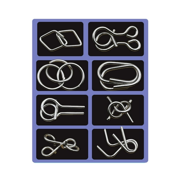 ERK 1Pcs 3D Montessori Metal Puzzle 8 Piece Metal Brain Teaser Puzzles For Adults Reverse Thinking Mind Games Metals Puzzle Ring Disentanglement With Carry Pouch For Party