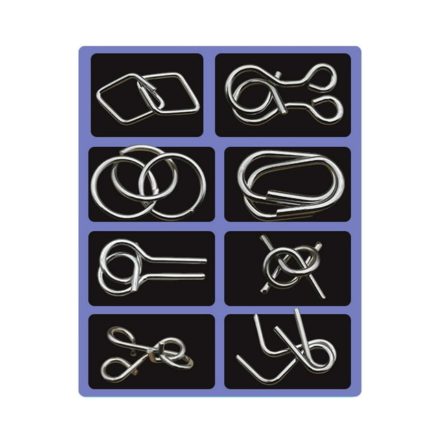 3D Montessori Metal Puzzle 8 Piece Metal Brain Teaser Puzzles For Adults Reverse Thinking Mind Games Metals Puzzle Ring Disentanglement With Carry Pouch For Party Foam Finger #1 Building for Boys