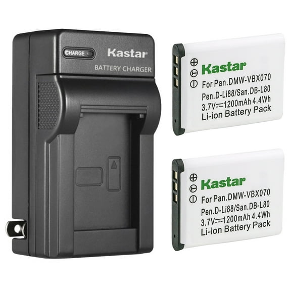 Kastar 2-Pack Battery and AC Wall Charger Replacement for Panasonic HX-DC3R, HX-DC3W, HX-DC10, HX-DC10EB-K, HX-DC10EF-K, HX-DC10GK, HX-DC15, HX-WA10, HX-WA10EB-A, HX-WA10EB-D, HX-WA10EB-K, HX-WA10EG-A