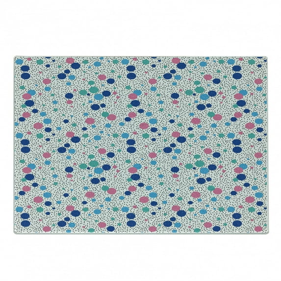 Abstract Cutting Board, Dots Little Circles with Bunch of Spots Background Girlish Abstract Design, Decorative Tempered Glass Cutting and Serving Board, Small Size, Multicolor, by Ambesonne