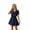 Navy Blue, variant on Women's Tie Front Mini Dress: V Neck Short Sleeve Layer Ruffle Hem Dress with Pockets