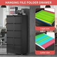thumbnail image 3 of 5 Drawer Locking File Cabinet with Wheels,Metal Mobile Filing Cabinets,Black Vertical File Cabinet for Home Office,Heavy Duty Storage Cabinet for A4/Letter/Legal Size File,Assembly Required, 3 of 7