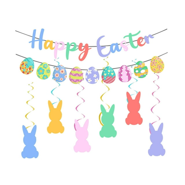 veasfak , Easter Egg Banner, Easter Decoration, Bunny, Photo Prop Banner, Wall Backdrop, A