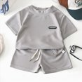 thumbnail image 2 of KPOPLK Toddler Baby Boy Clothes 2Pcs Summer Set Short Sleeve T-Shirt Top Print Elastic Waist Shorts Outfits 1t 2t 3t 4t 5t(7-8 Years,Grey), 2 of 4