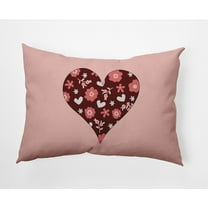 20"x14" Simply Daisy Valentines Flowery Love Hearts Poly Accent Pillow, Maroon Qty 1